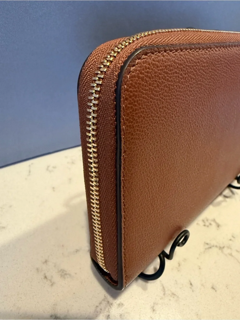 Burberry Brown Embossed Zip-Around Card Holder